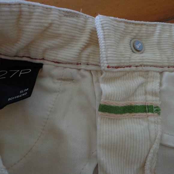 NWT Anthropologie Pilcro Slim Boyfriend Corduroy Pant 27P Cream - Picture 11 of 16